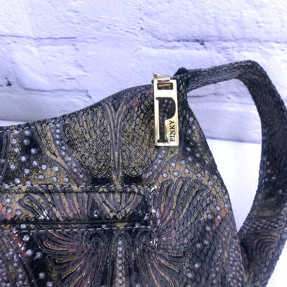 Bags by Pinky Vintage Leather Embossed Paisley Hobo-style Zipper Shoulder Bag - Picture 4 of 14